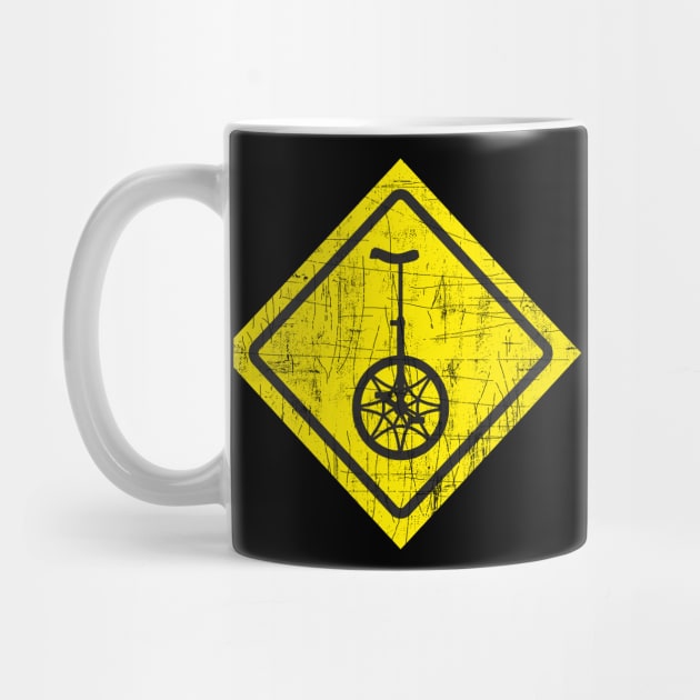 Funny Unicycle Yellow Traffic Sign by FancyTeeDesigns